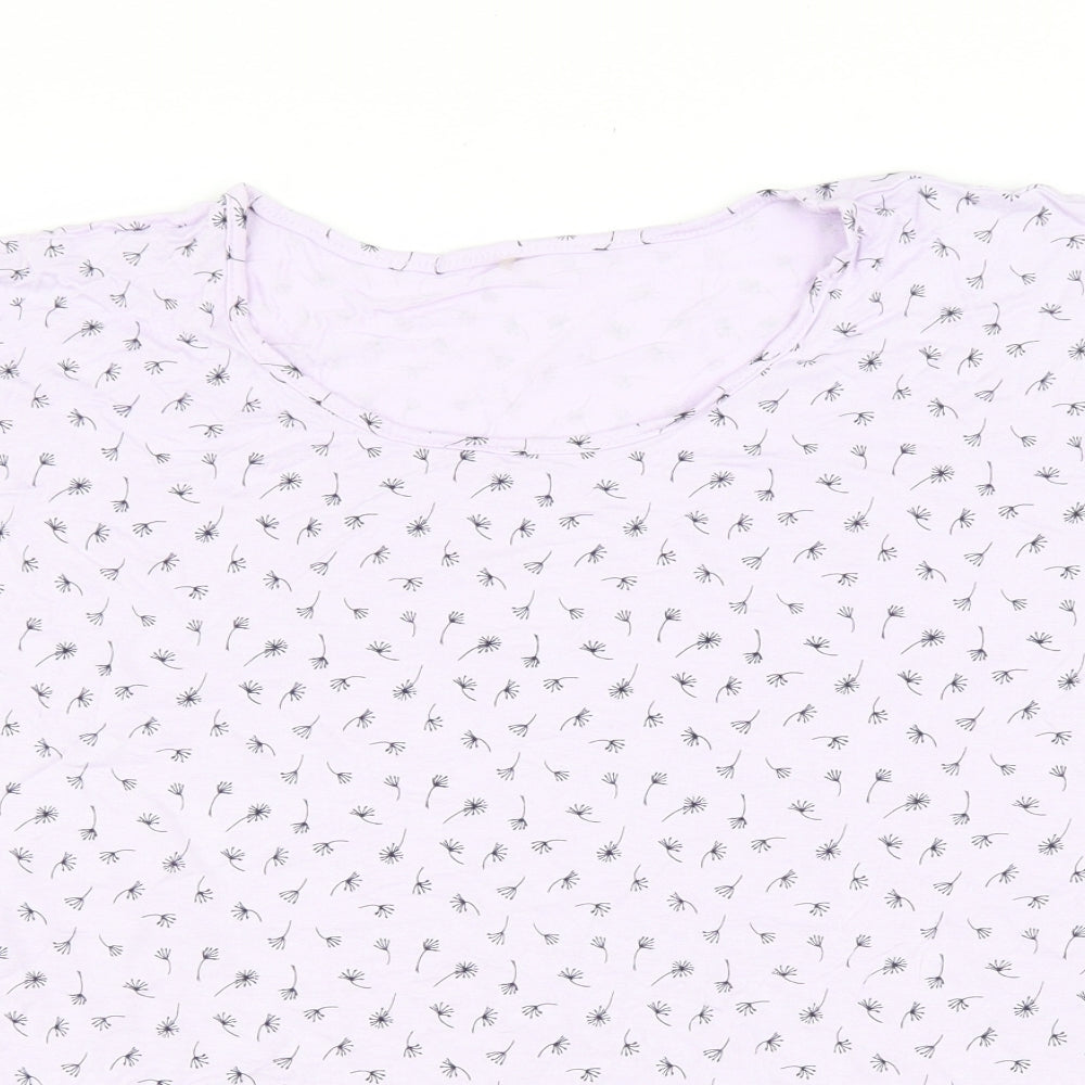 George Womens Purple Floral Viscose Basic T-Shirt Size 18 Round Neck