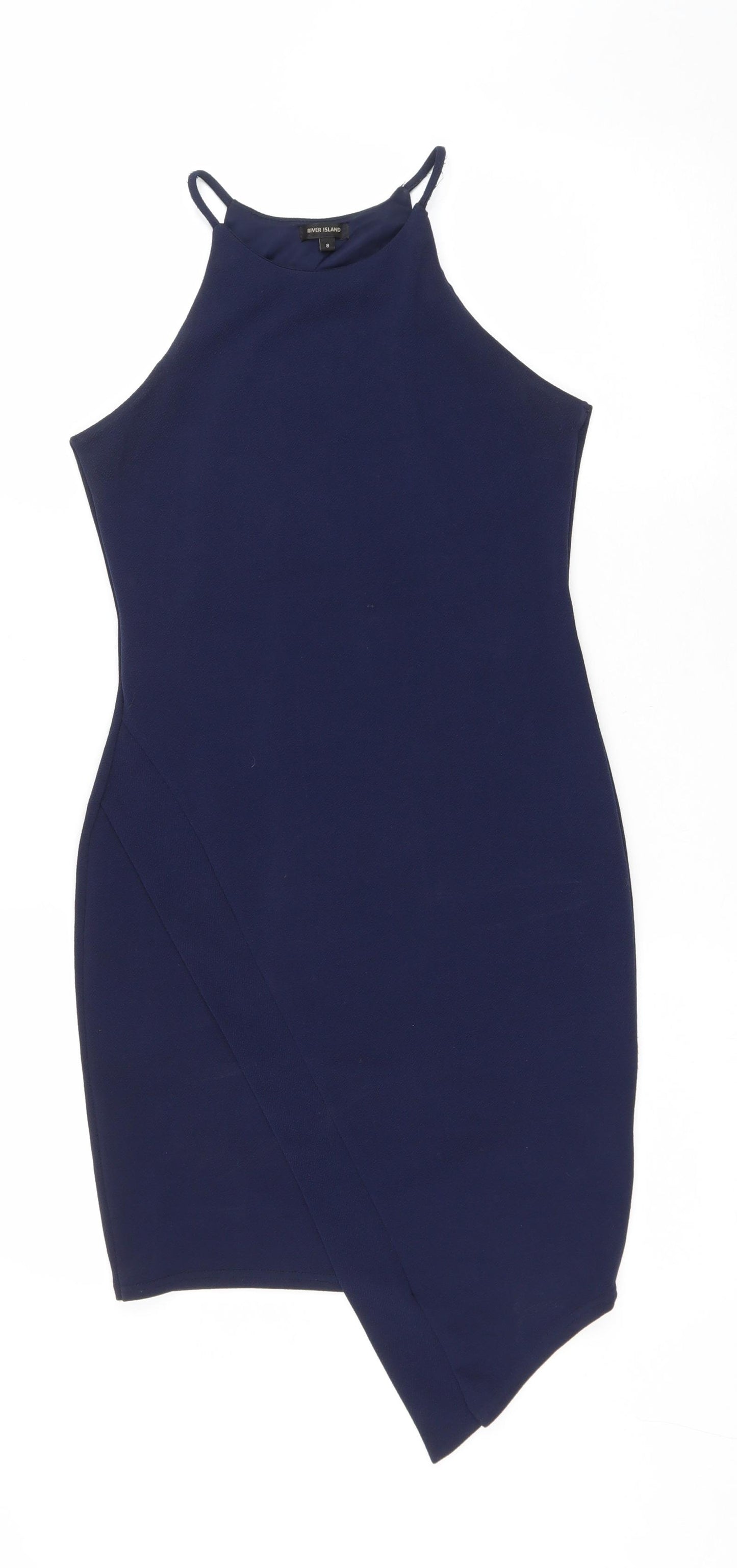River Island Womens Blue Polyester Sheath Size 8 Round Neck Pullover