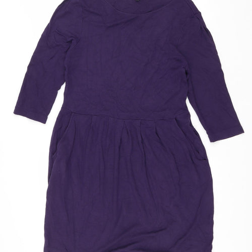 Jaeger Womens Purple Wool Shift Size 16 Scoop Neck Pullover