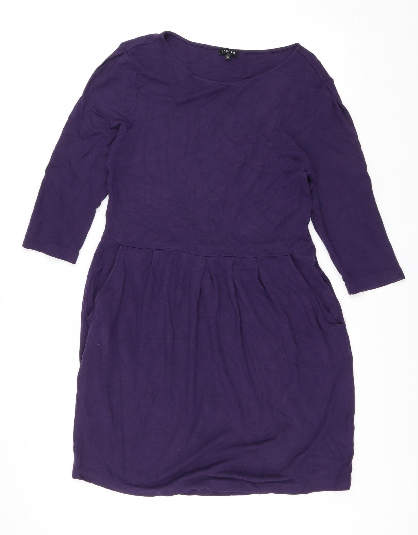 Jaeger Womens Purple Wool Shift Size 16 Scoop Neck Pullover