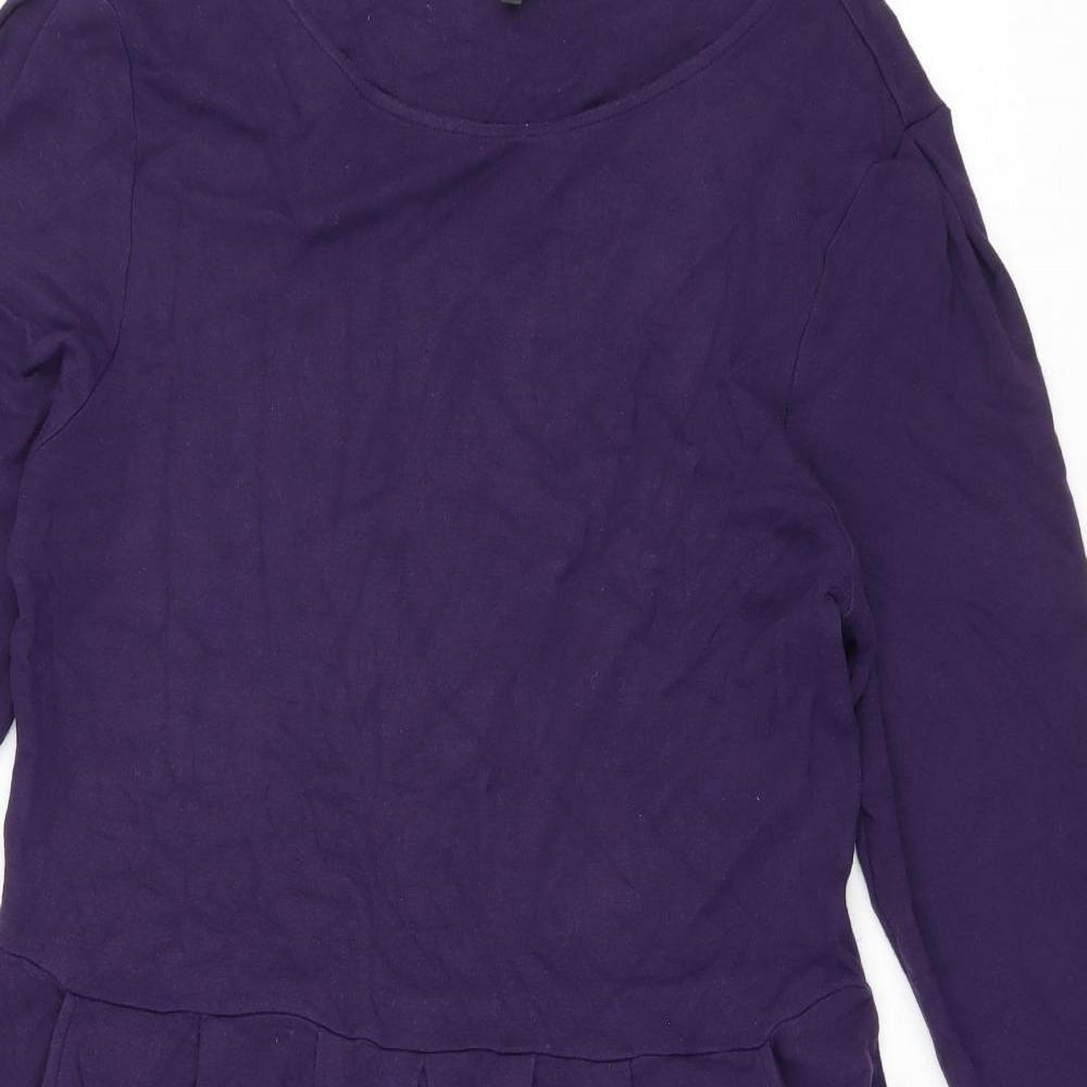 Jaeger Womens Purple Wool Shift Size 16 Scoop Neck Pullover