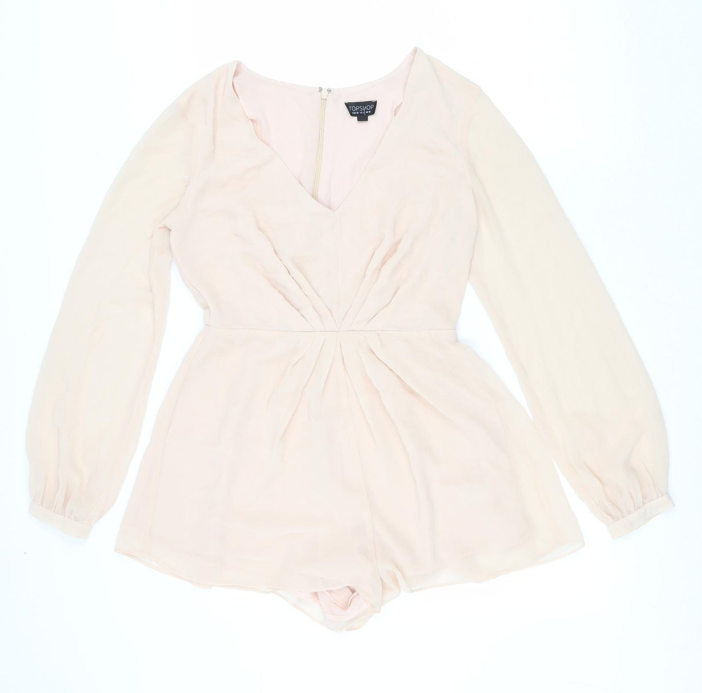 Topshop Womens Pink Polyester Playsuit One-Piece Size 10 Zip