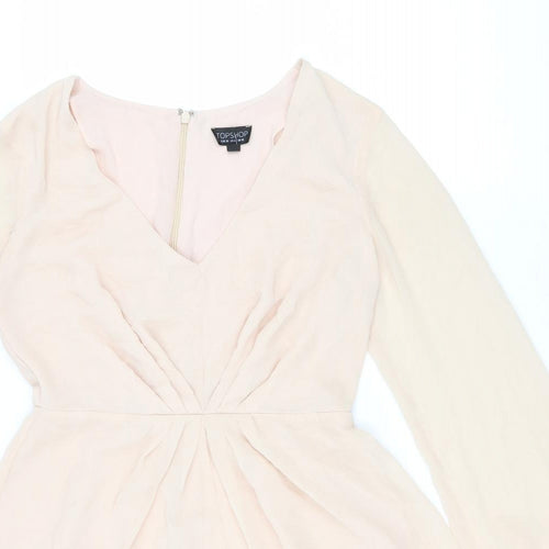 Topshop Womens Pink Polyester Playsuit One-Piece Size 10 Zip