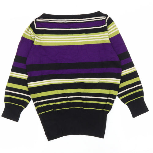 Debenhams Womens Multicoloured Boat Neck Striped Viscose Pullover Jumper Size 10