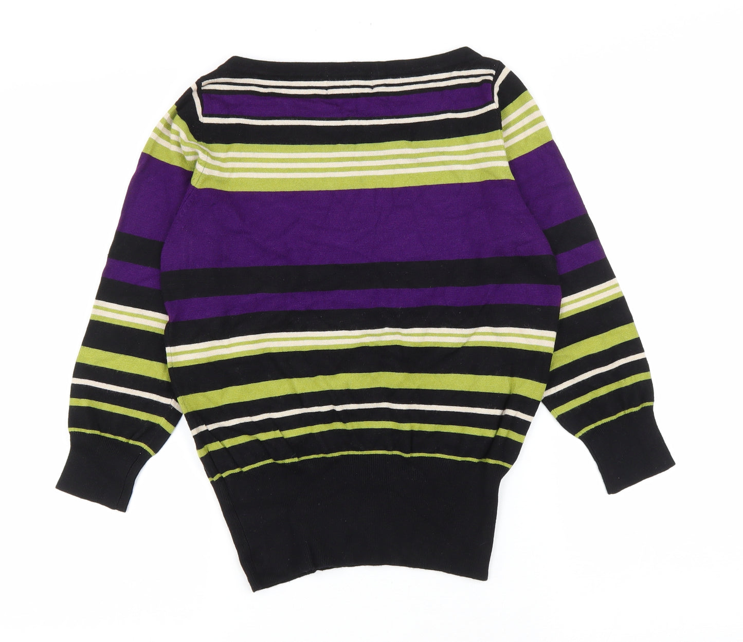 Debenhams Womens Multicoloured Boat Neck Striped Viscose Pullover Jumper Size 10