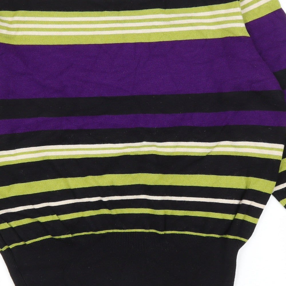 Debenhams Womens Multicoloured Boat Neck Striped Viscose Pullover Jumper Size 10