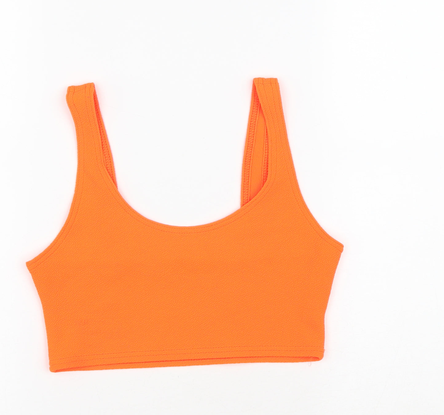 Boohoo Womens Orange Polyester Cropped Tank Size 8 Scoop Neck - Neon