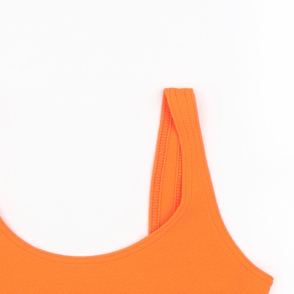 Boohoo Womens Orange Polyester Cropped Tank Size 8 Scoop Neck - Neon