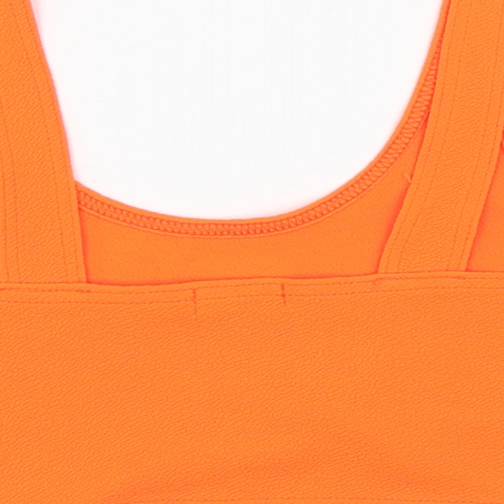 Boohoo Womens Orange Polyester Cropped Tank Size 8 Scoop Neck - Neon