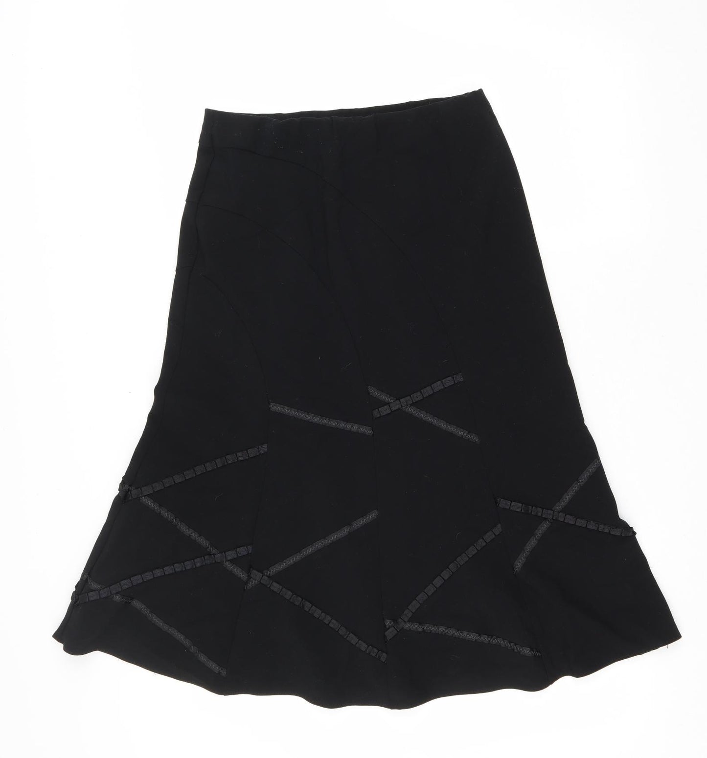 Marks and Spencer Womens Black Polyester Flare Skirt Size 10 Drawstring