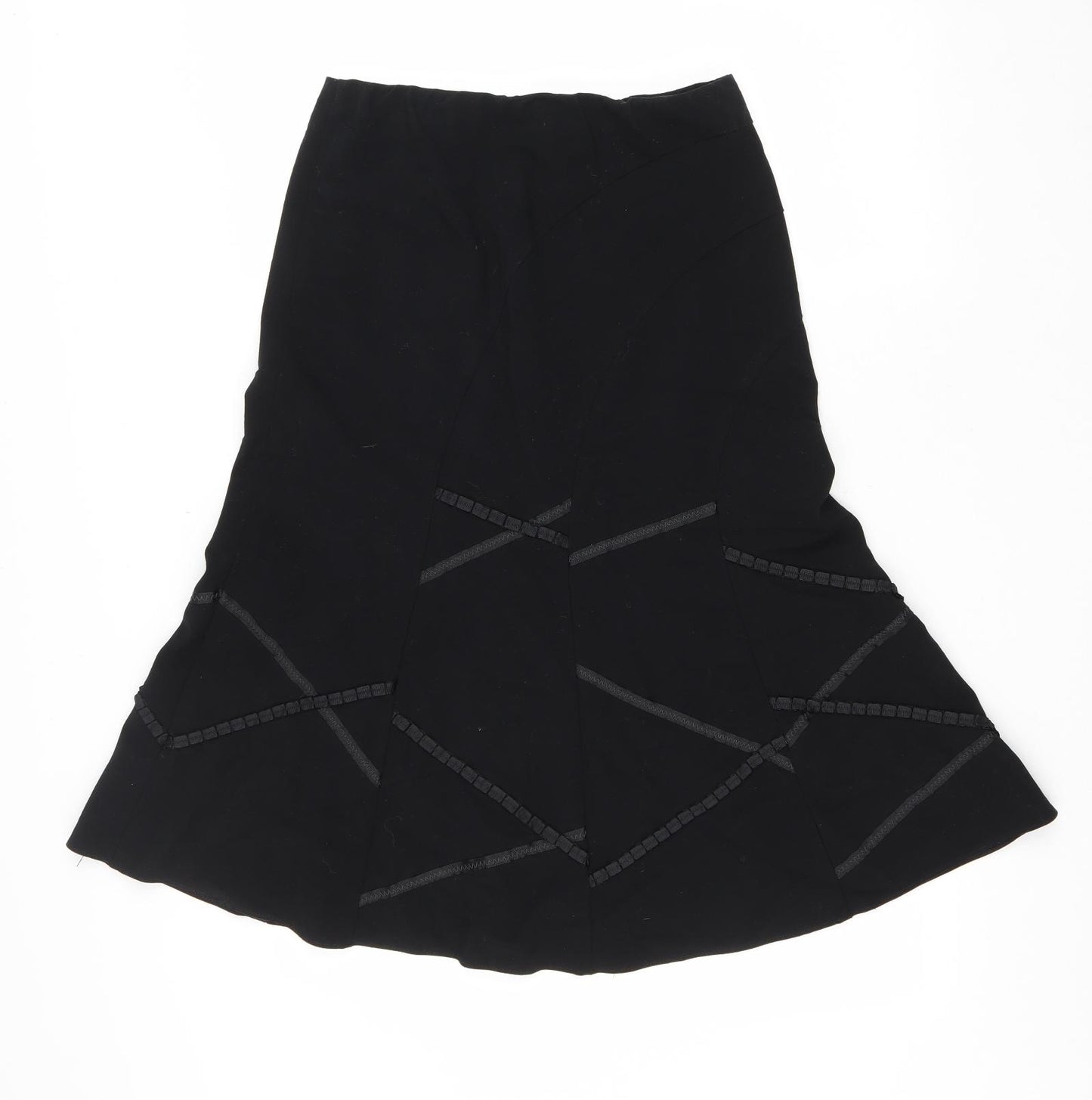 Marks and Spencer Womens Black Polyester Flare Skirt Size 10 Drawstring