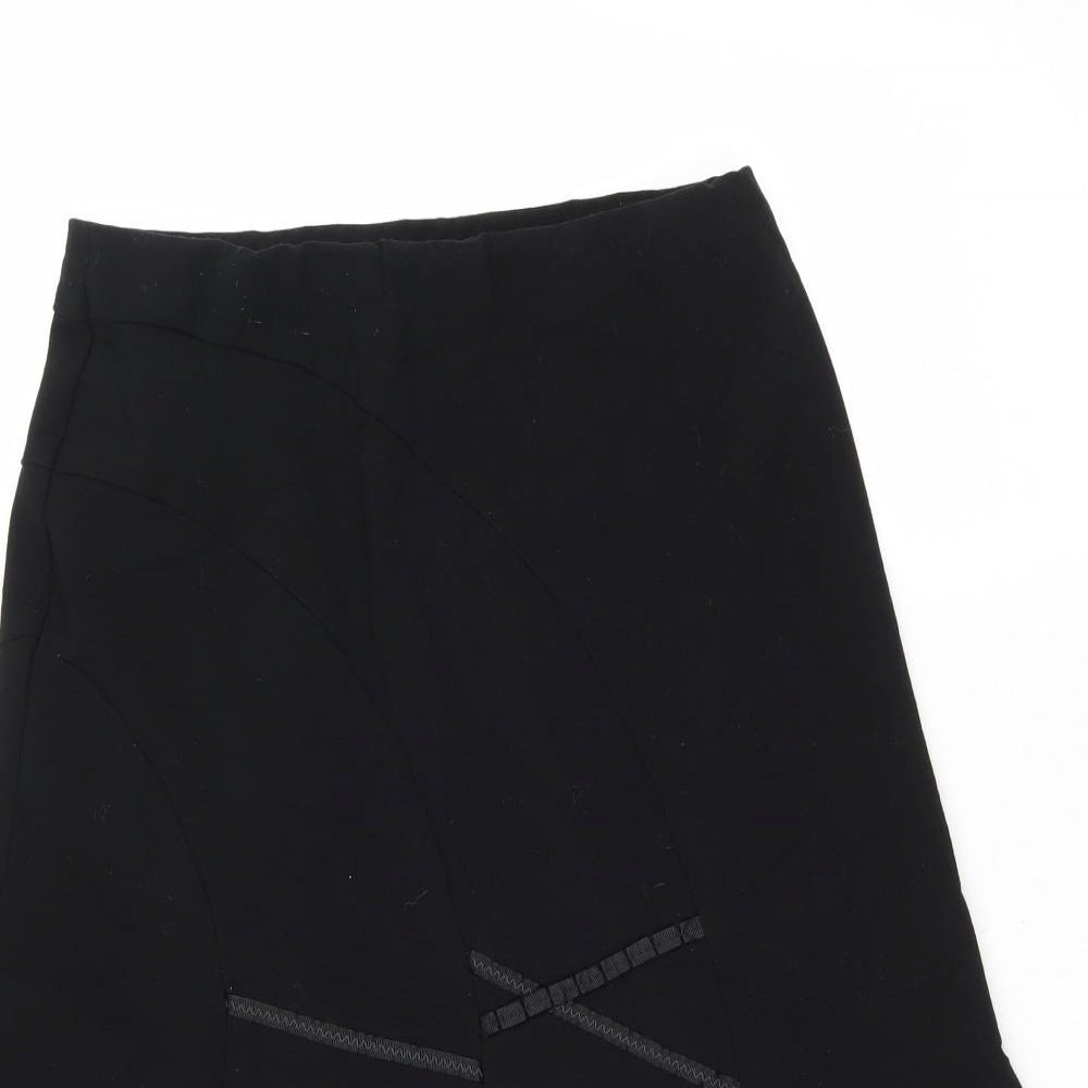 Marks and Spencer Womens Black Polyester Flare Skirt Size 10 Drawstring