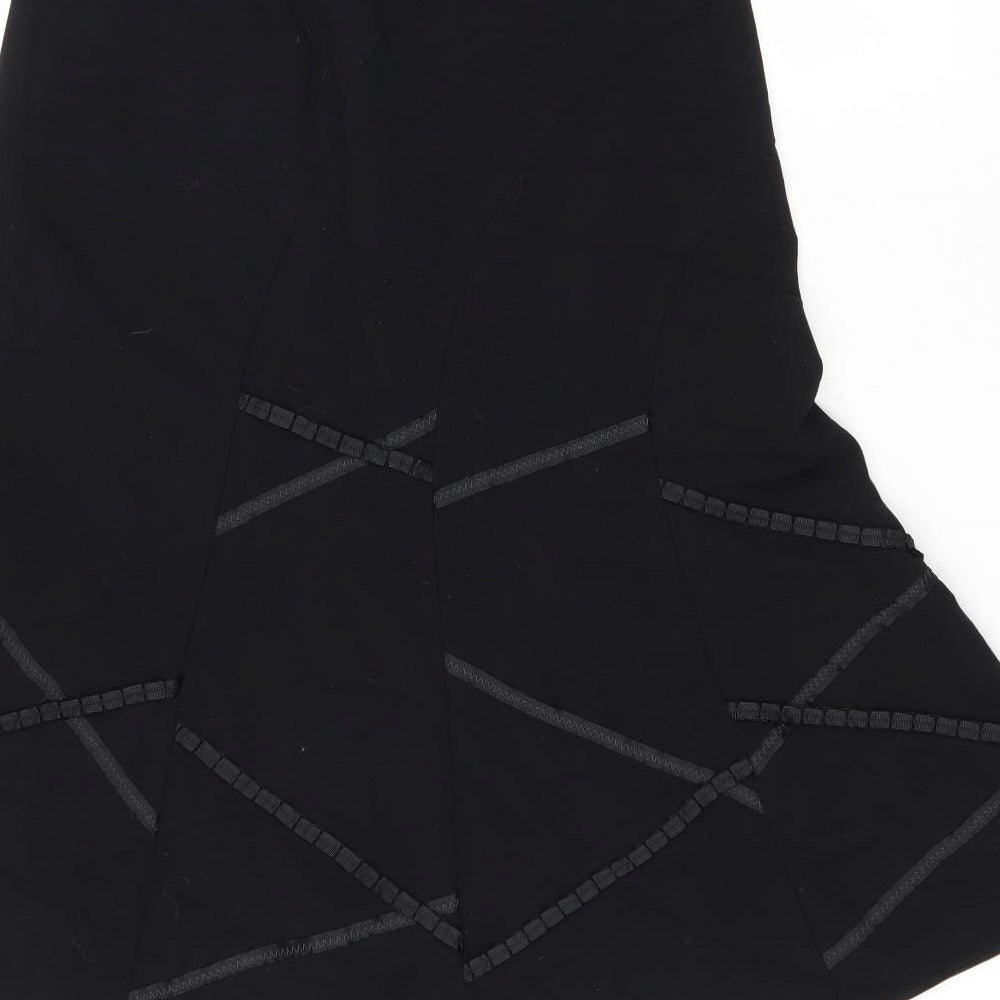 Marks and Spencer Womens Black Polyester Flare Skirt Size 10 Drawstring