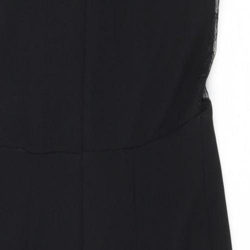 Topsop Womens Black Polyester Pencil Dress Size 10 V-Neck Zip - Embroidered Mesh Details