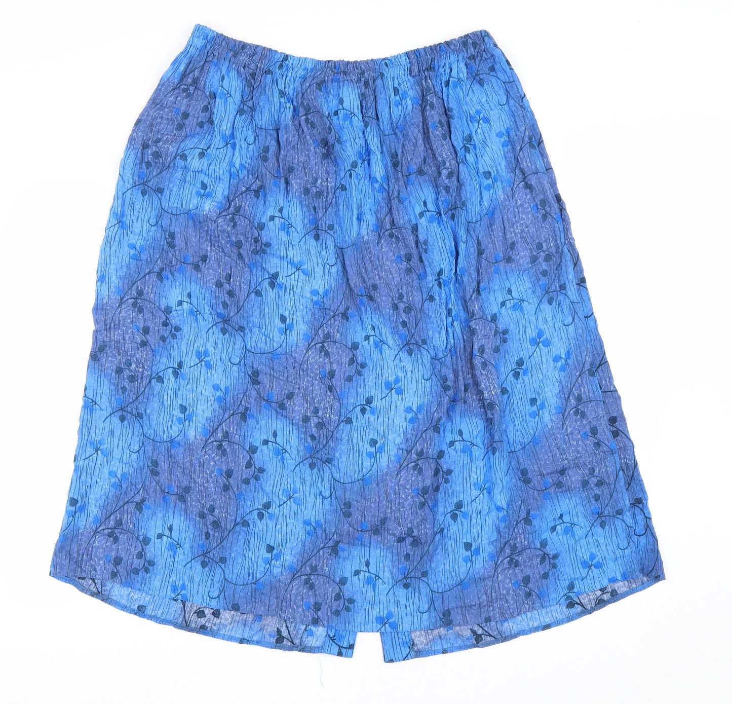 Bonmarché Womens Blue Floral Viscose A-Line Skirt Size 20 Button