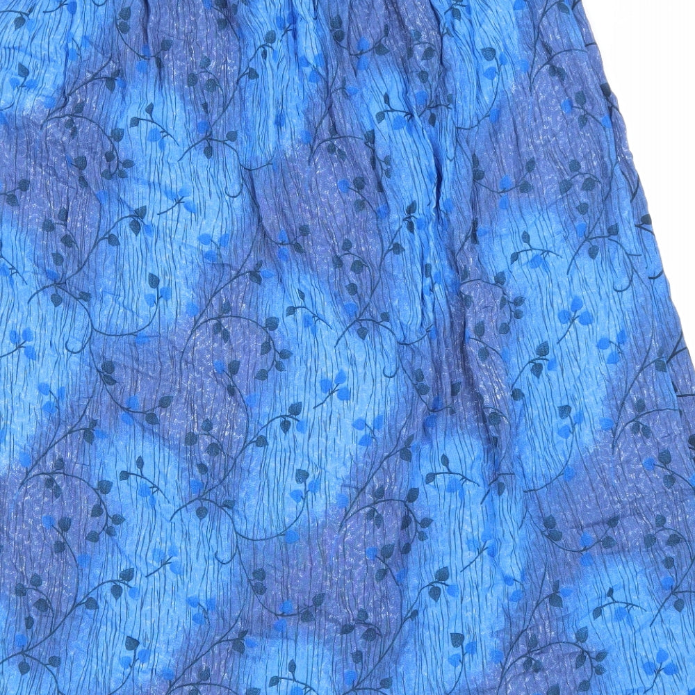 Bonmarché Womens Blue Floral Viscose A-Line Skirt Size 20 Button