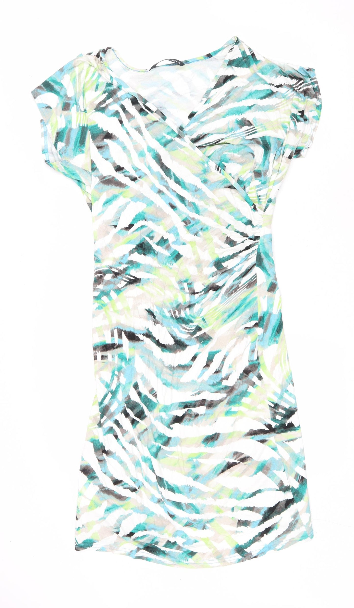 Reflections Womens Multicoloured Geometric Viscose Bodycon Size 18 V-Neck Pullover