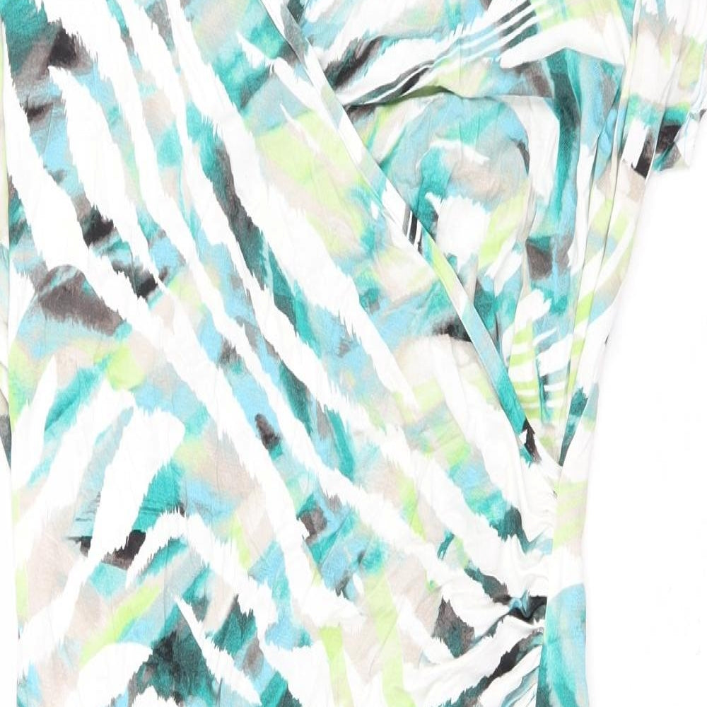 Reflections Womens Multicoloured Geometric Viscose Bodycon Size 18 V-Neck Pullover