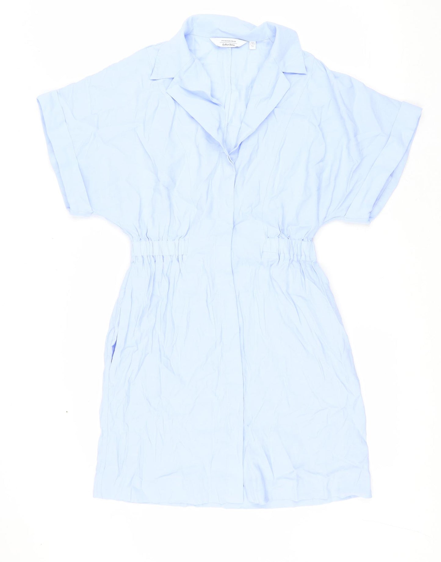 And Other Stories Womens Blue Viscose Shirt Dress Size 6 Collared Button - Elasticated Waist