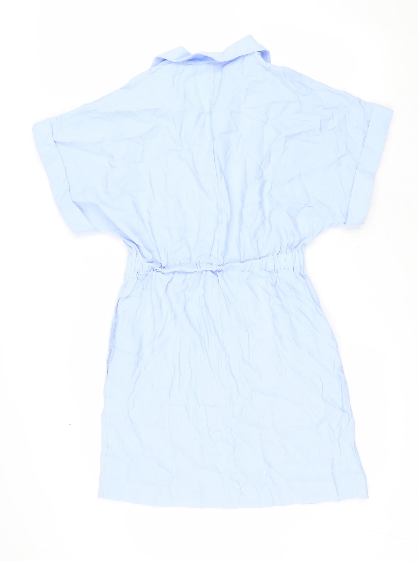 And Other Stories Womens Blue Viscose Shirt Dress Size 6 Collared Button - Elasticated Waist