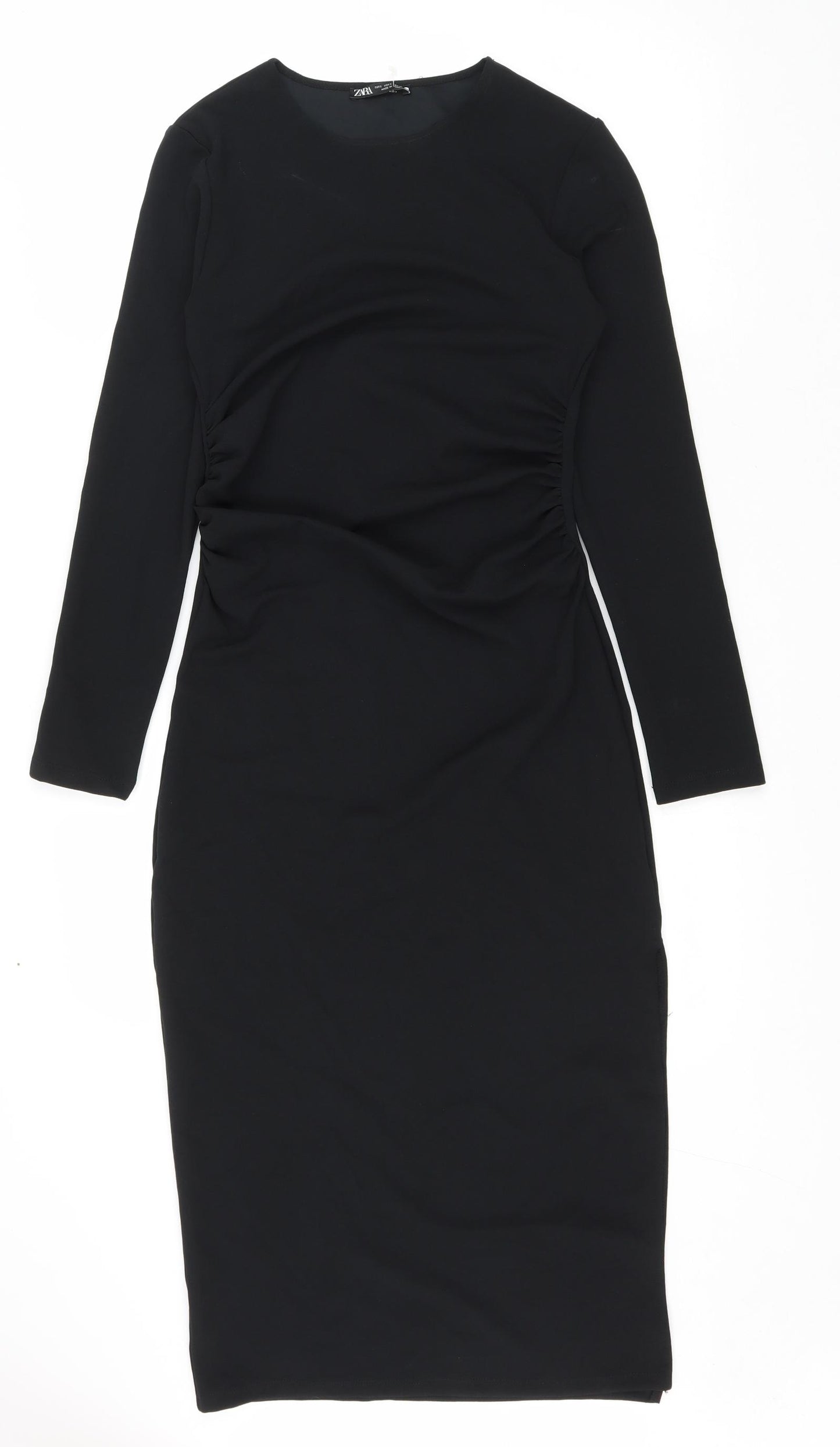 Zara Womens Black Polyester Bodycon Size 6 Round Neck Pullover