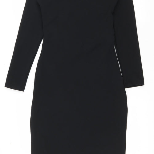 Zara Womens Black Polyester Bodycon Size 6 Round Neck Pullover