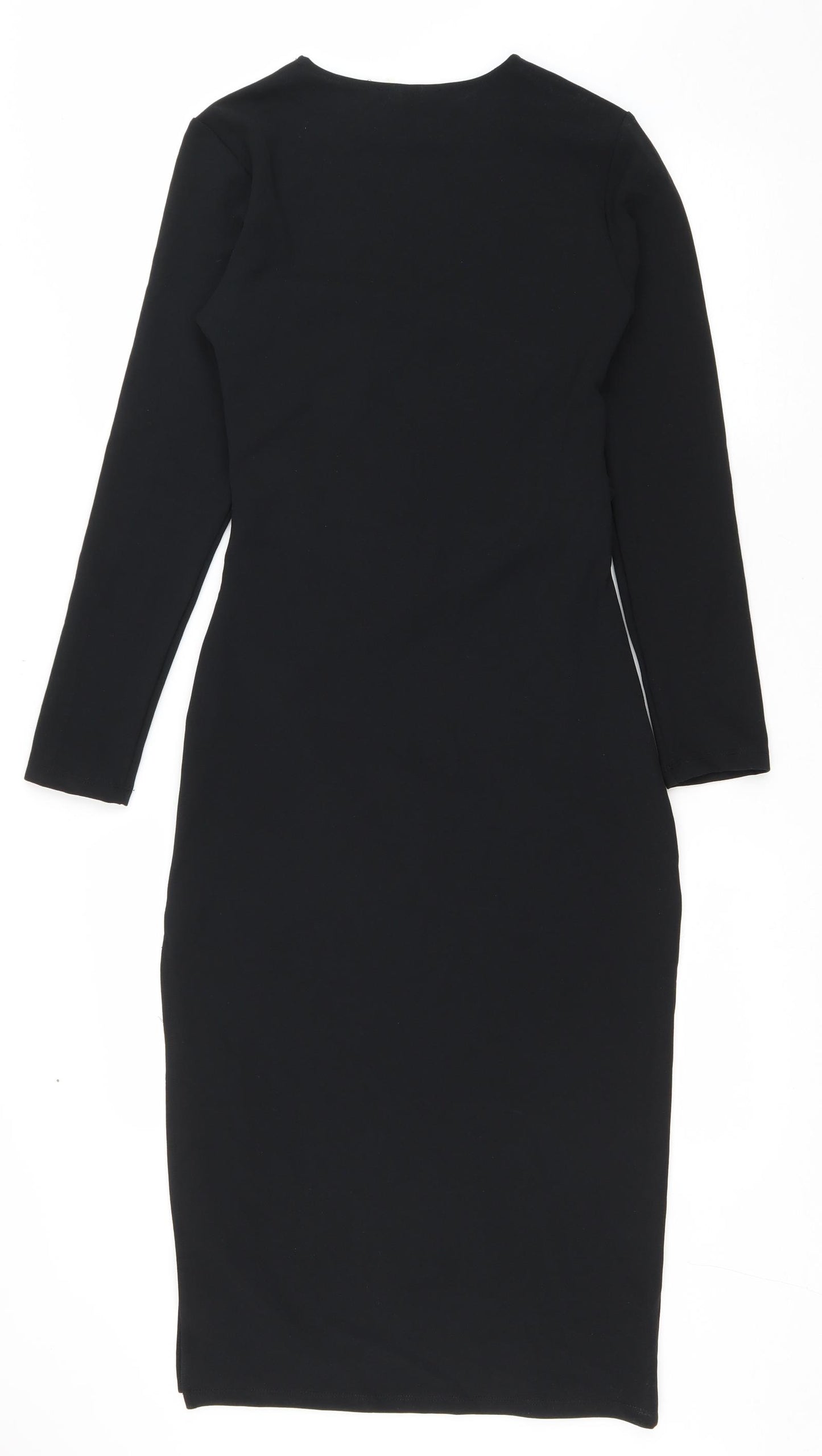 Zara Womens Black Polyester Bodycon Size 6 Round Neck Pullover