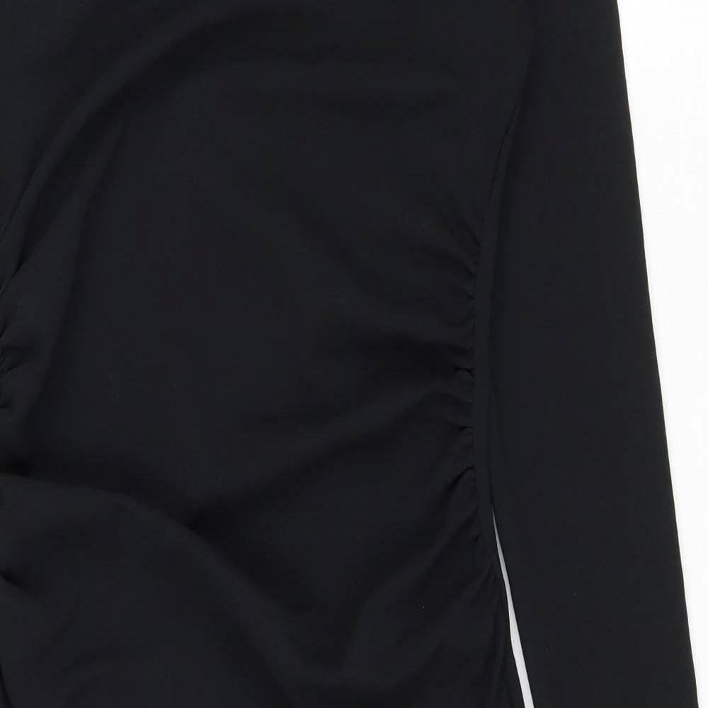 Zara Womens Black Polyester Bodycon Size 6 Round Neck Pullover