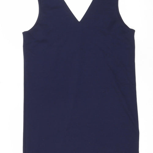 M&Co Womens Blue Polyester Pencil Dress Size 14 V-Neck Pullover