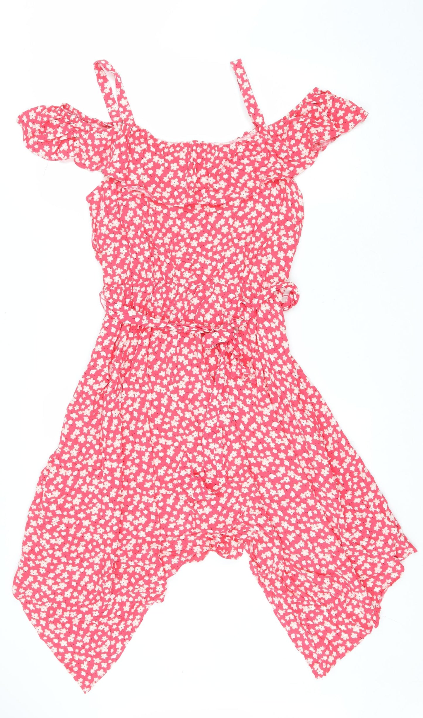 George Womens Pink Floral Viscose Fit & Flare Size 12 Scoop Neck Pullover