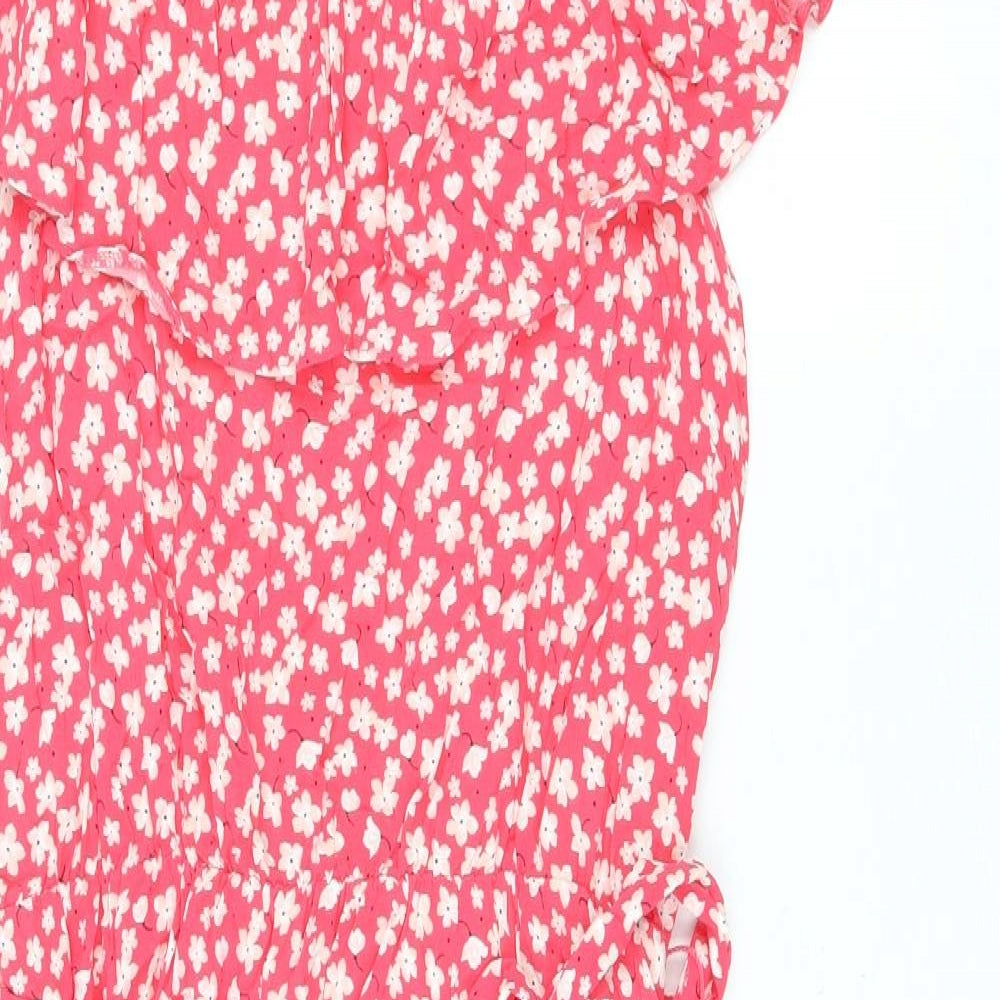George Womens Pink Floral Viscose Fit & Flare Size 12 Scoop Neck Pullover