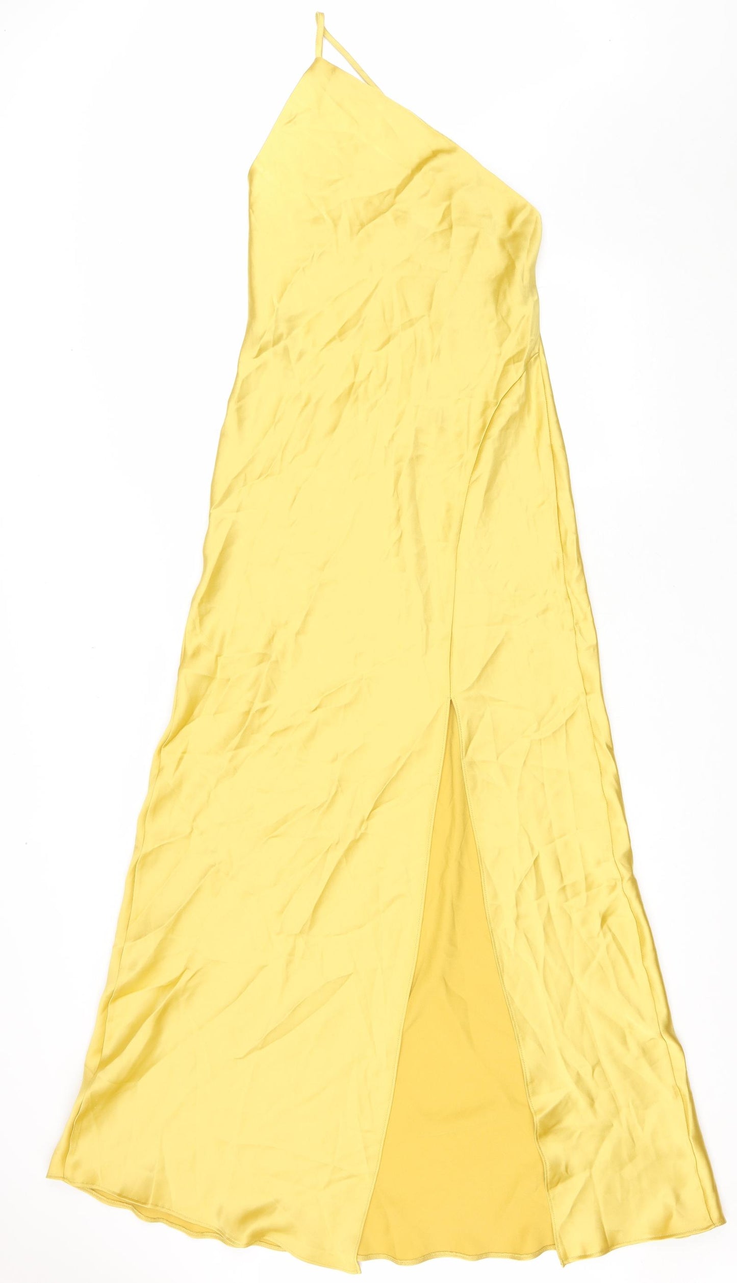 Zara Womens Yellow Polyester A-Line Size M One Shoulder Pullover