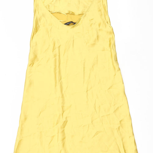 Zara Womens Yellow Polyester A-Line Size M One Shoulder Pullover