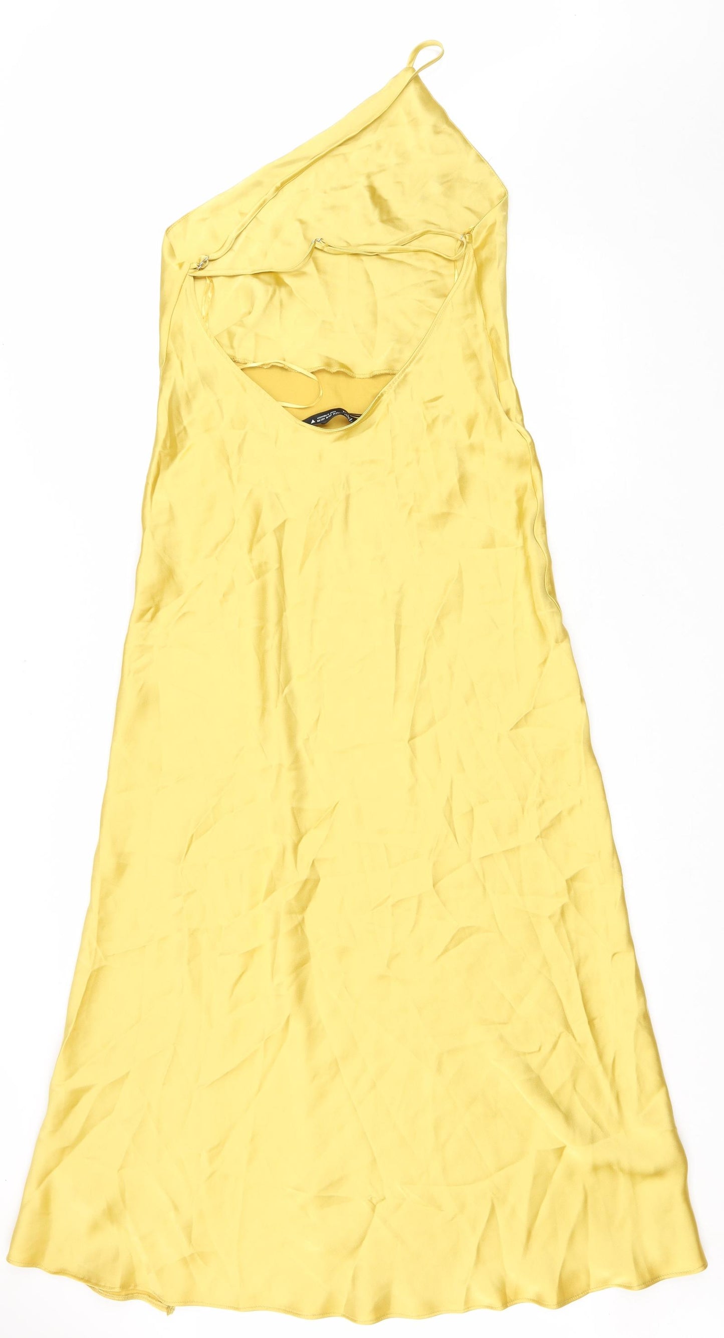 Zara Womens Yellow Polyester A-Line Size M One Shoulder Pullover