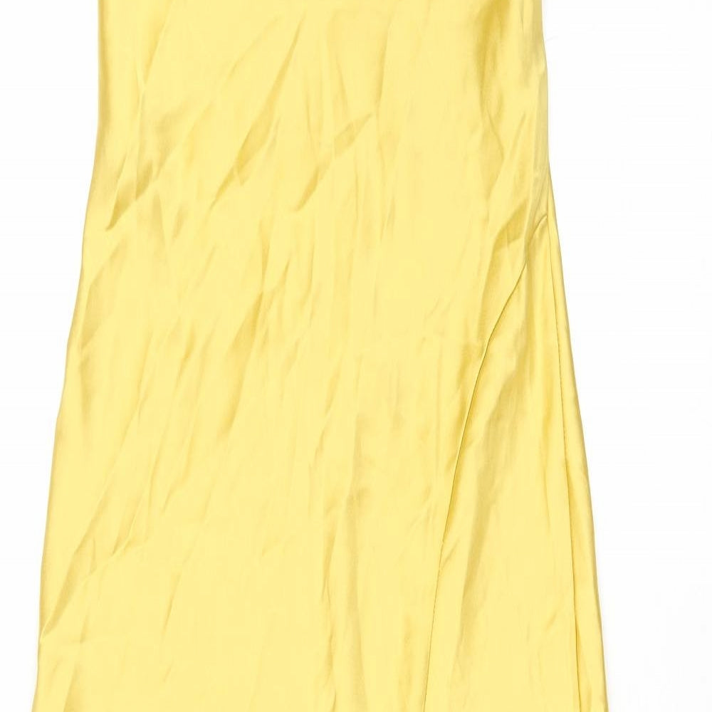 Zara Womens Yellow Polyester A-Line Size M One Shoulder Pullover