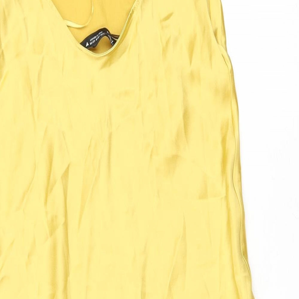 Zara Womens Yellow Polyester A-Line Size M One Shoulder Pullover