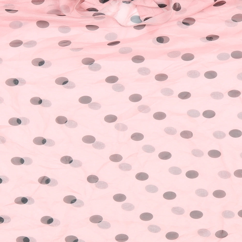 Zara Womens Pink Polka Dot Polyester Basic Blouse Size XS Mock Neck