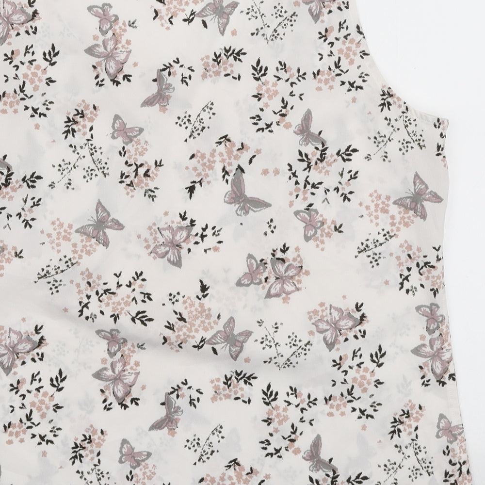 George Womens White Geometric Polyester Basic Tank Size 16 Round Neck - Butterfly Print