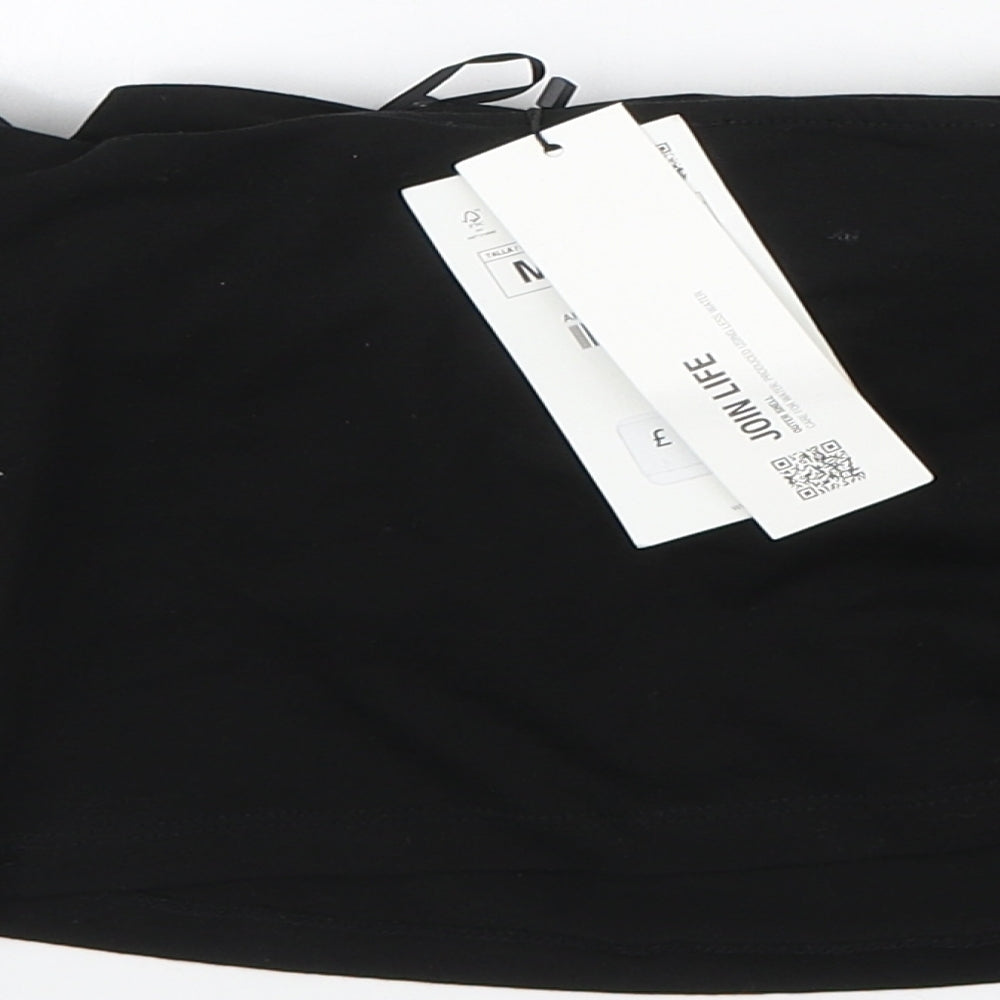 Zara Womens Black Polyester Cropped T-Shirt Size M Off the Shoulder
