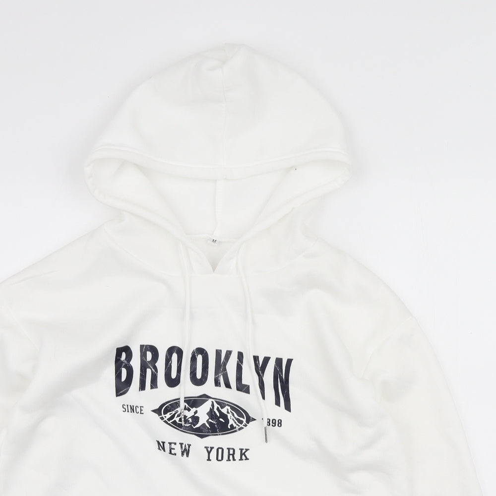 SheIn Womens White Polyester Pullover Hoodie Size M Pullover - Brooklyn New York