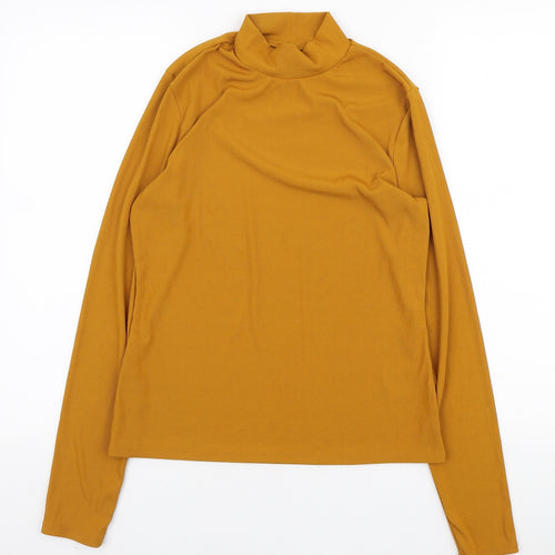 H&M Womens Yellow High Neck Polyester Pullover Jumper Size M
