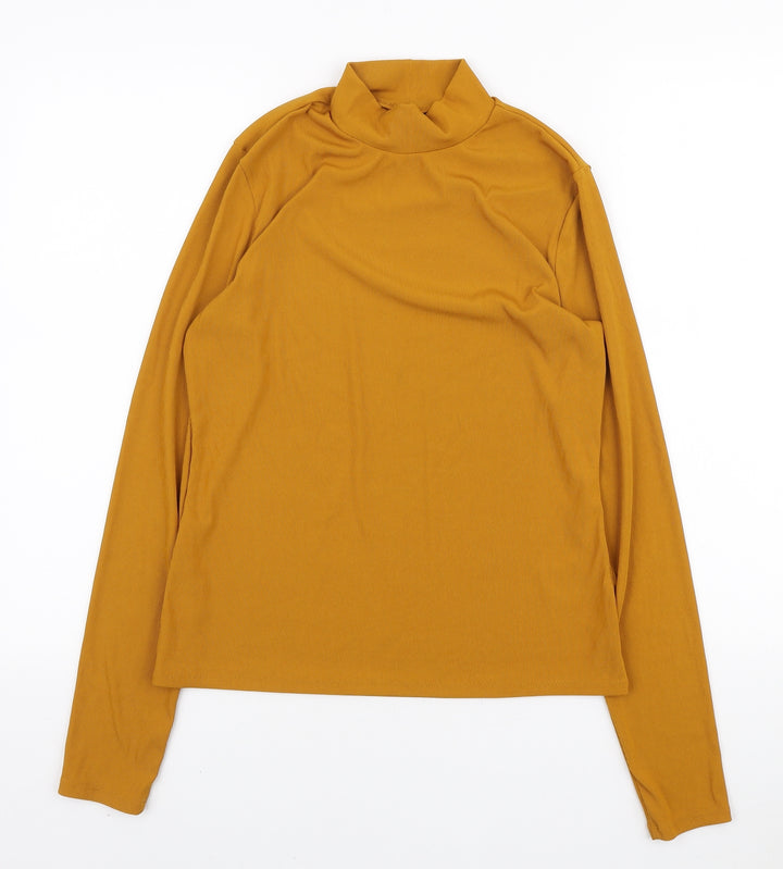 H&M Womens Yellow High Neck Polyester Pullover Jumper Size M