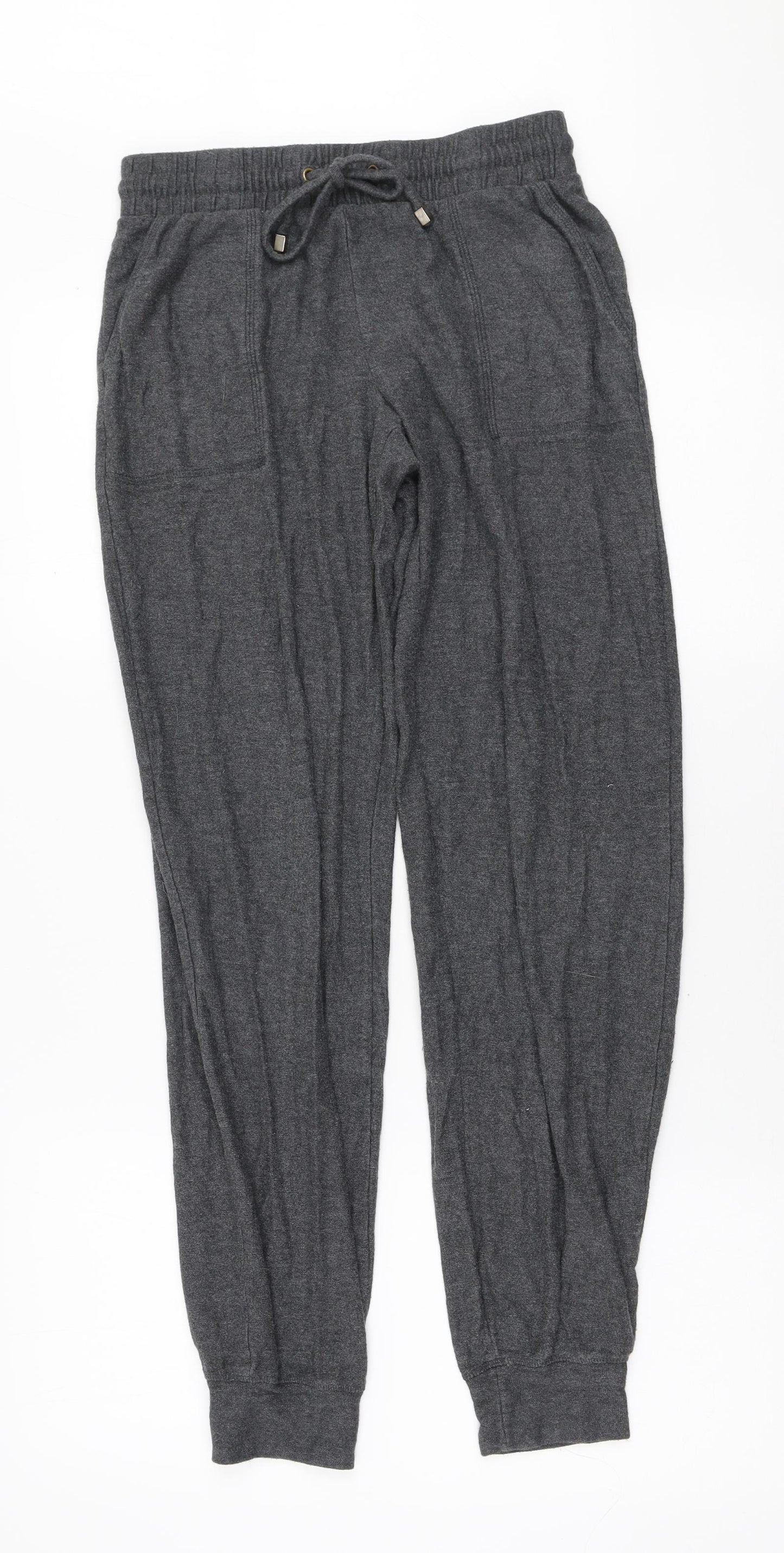 Marks and Spencer Womens Grey Polyester Jogger Trousers Size 6 L29 in Regular Drawstring