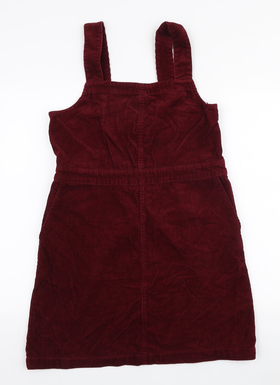 Dorothy Perkins Womens Red 100% Cotton Pinafore/Dungaree Dress Size 14 Square Neck Zip