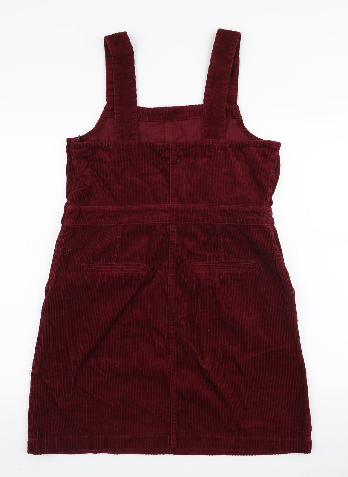 Dorothy Perkins Womens Red 100% Cotton Pinafore/Dungaree Dress Size 14 Square Neck Zip
