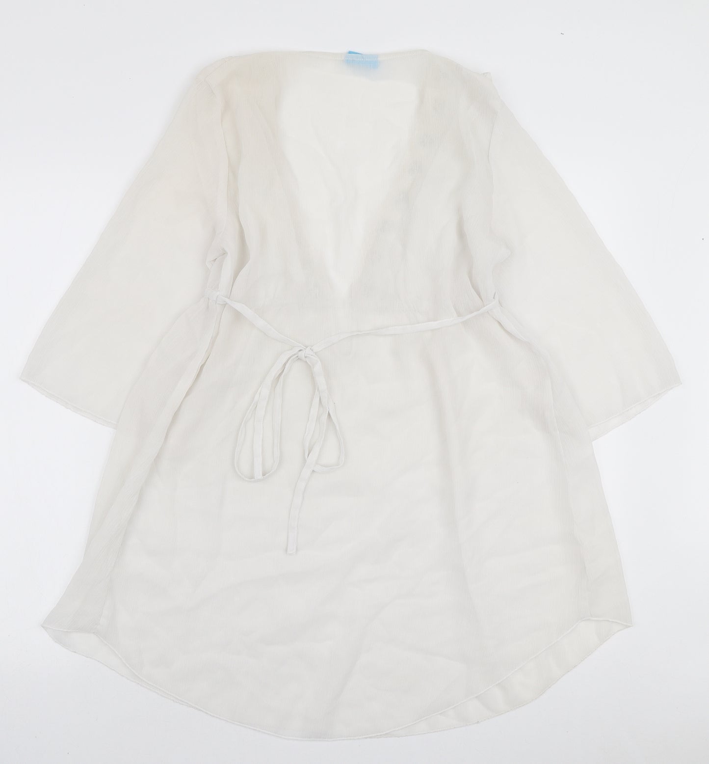 The Beach Womens Ivory Polyester Kaftan Size 10 V-Neck Tie - Beach Cover Up