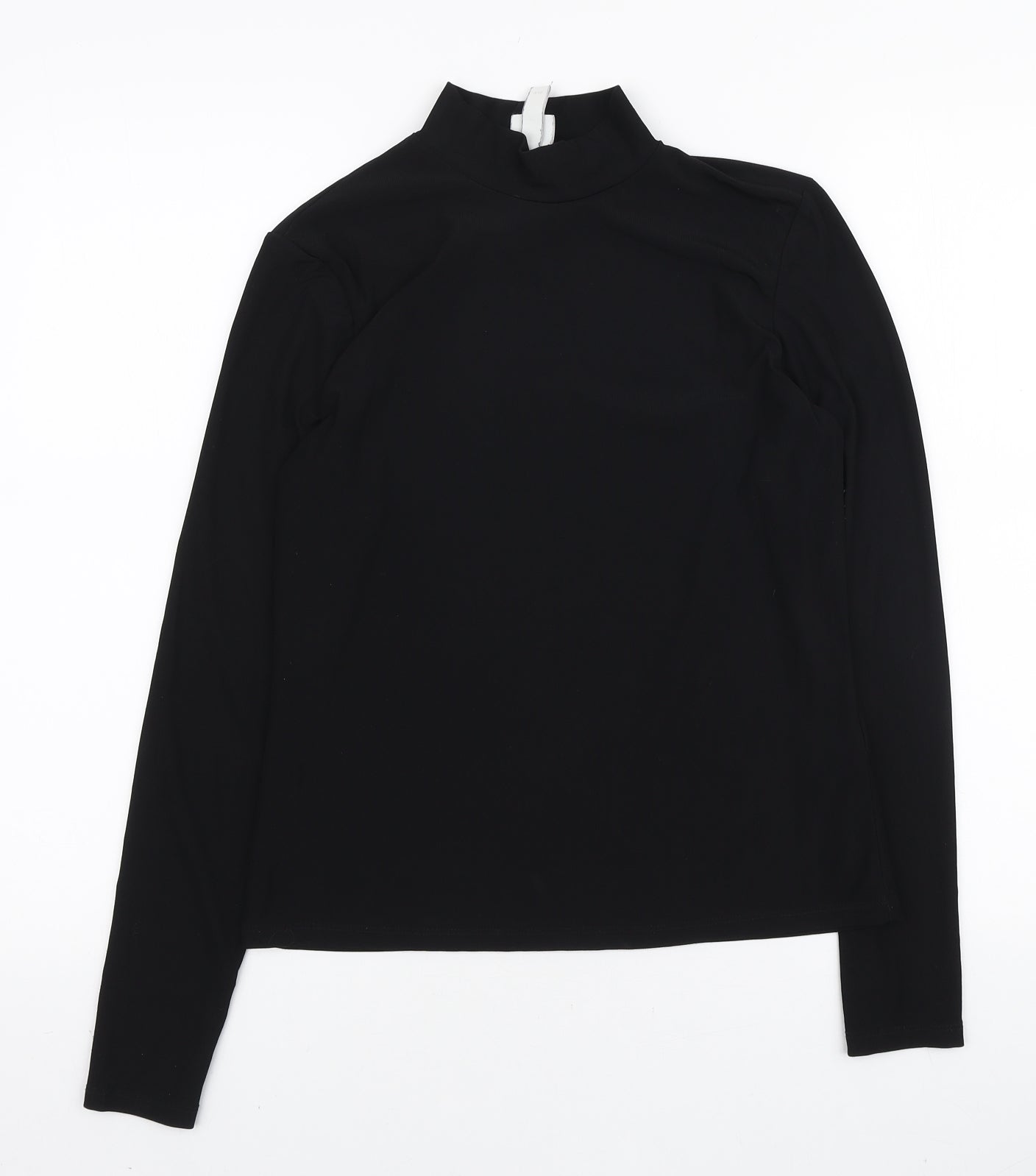 H&M Womens Black Polyester Basic T-Shirt Size M High Neck