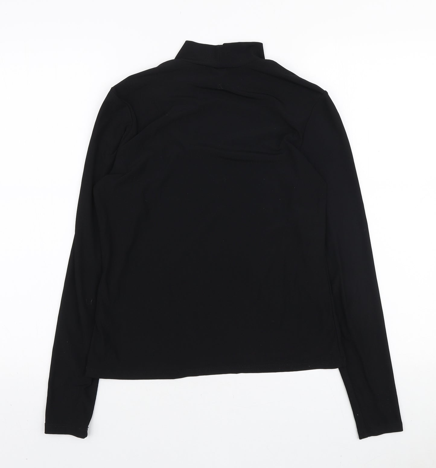 H&M Womens Black Polyester Basic T-Shirt Size M High Neck