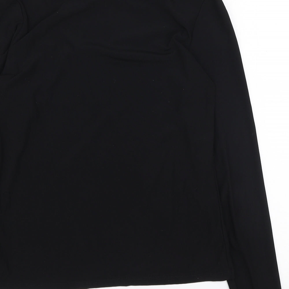 H&M Womens Black Polyester Basic T-Shirt Size M High Neck