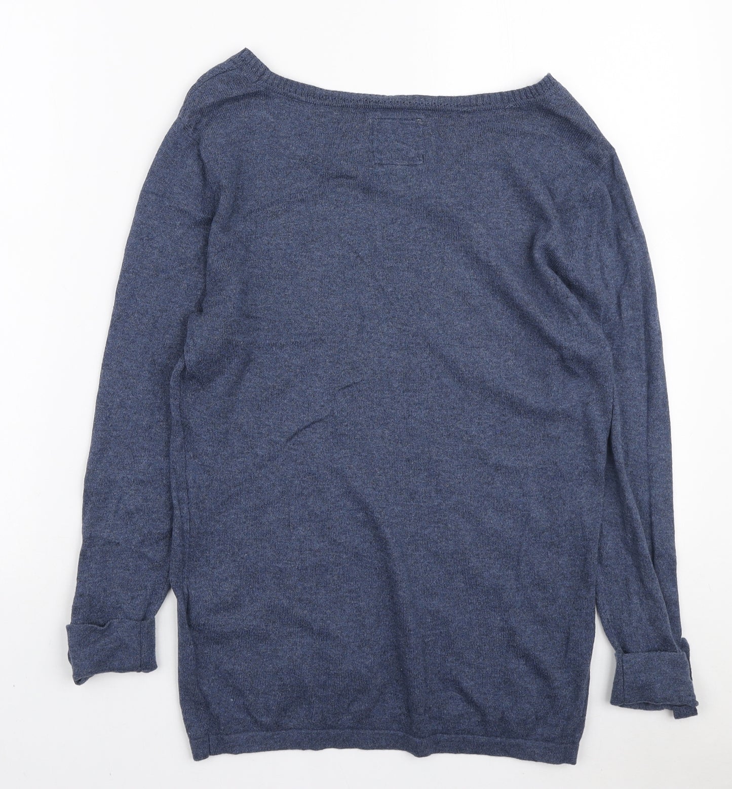 MANTARAY PRODUCTS Womens Blue Boat Neck Cotton Pullover Jumper Size 12
